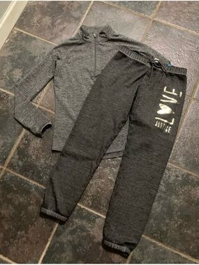 Justice Brand Grey Jogger Set Girls Size 10/12